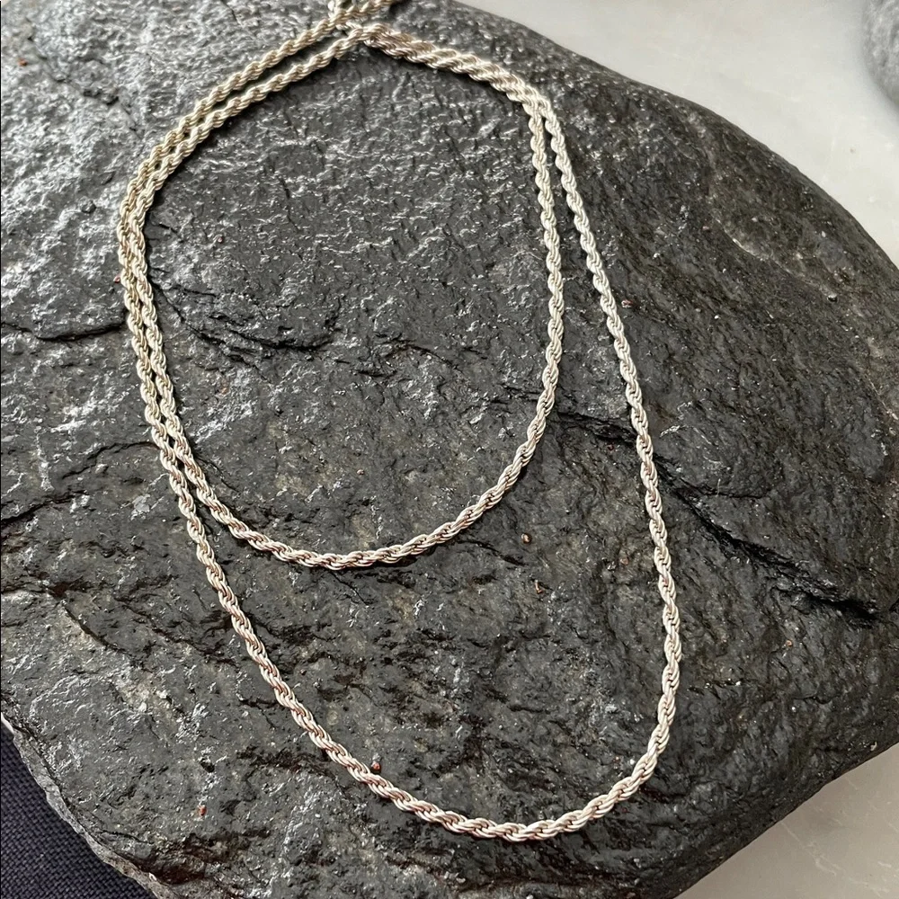 Vintage Sterling 22” Twist Rope Chain